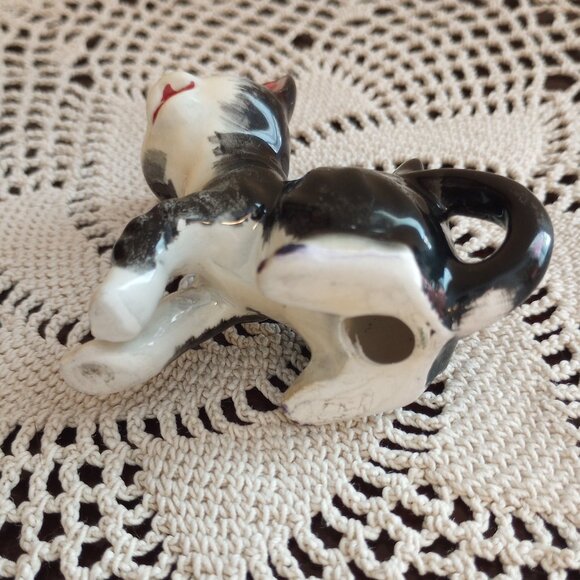 Vintage Black White Porcelain Cat Figurine Figaro - Picture 6 of 8